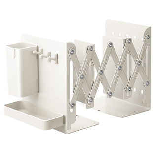 可伸缩书立架桌面书立书本收纳置物架带笔筒书夹固定书本加厚金属立架学生用桌上折叠立书架高中生教室用书立