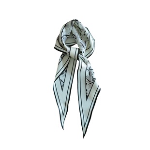 Weiliao 波点百合竹菱形真丝丝巾复古黑白系脖桑蚕丝气质礼物