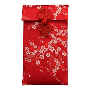 高档绸布孔雀结红包利是封布艺大红包结婚个性创意红包万元红包袋