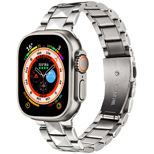 maenwvo适用iwatch表带苹果表带ultra表带不锈钢金属一体原装49mm新款压型宝石设计款表带iwatchultra2表带