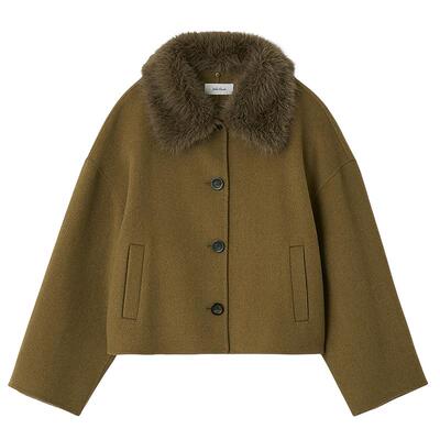 Mila Owen秋冬优雅短款人造毛领两穿毛呢外套09WFC254109