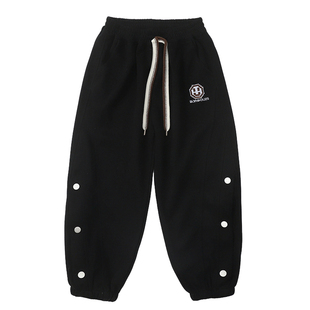 男童加绒裤子秋冬款儿童运动裤中大童休闲裤男孩薄绒束脚长裤