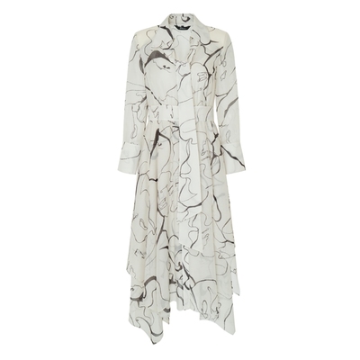 IDPAN肌理感连衣裙秋季新款设计感印花垂感精致不规则裙子女