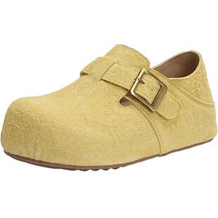 EBLAN/伊伴头层牛皮厚底勃肯鞋女2026春夏新款内增高全包乐福单鞋