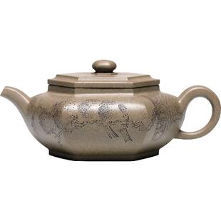 仅一把 陶刻名家吴德荣宜兴紫砂壶原矿青段泥手工泡茶壶 大彬六方