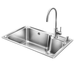 普乐美水槽大单槽厨房洗菜盆洗菜池台上台下菜盆304不锈钢淘菜盆