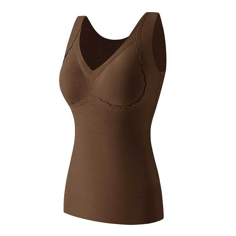 古今发热保暖背心女士V领带胸垫锁温蓄热内衣女无痕一体式打底衫