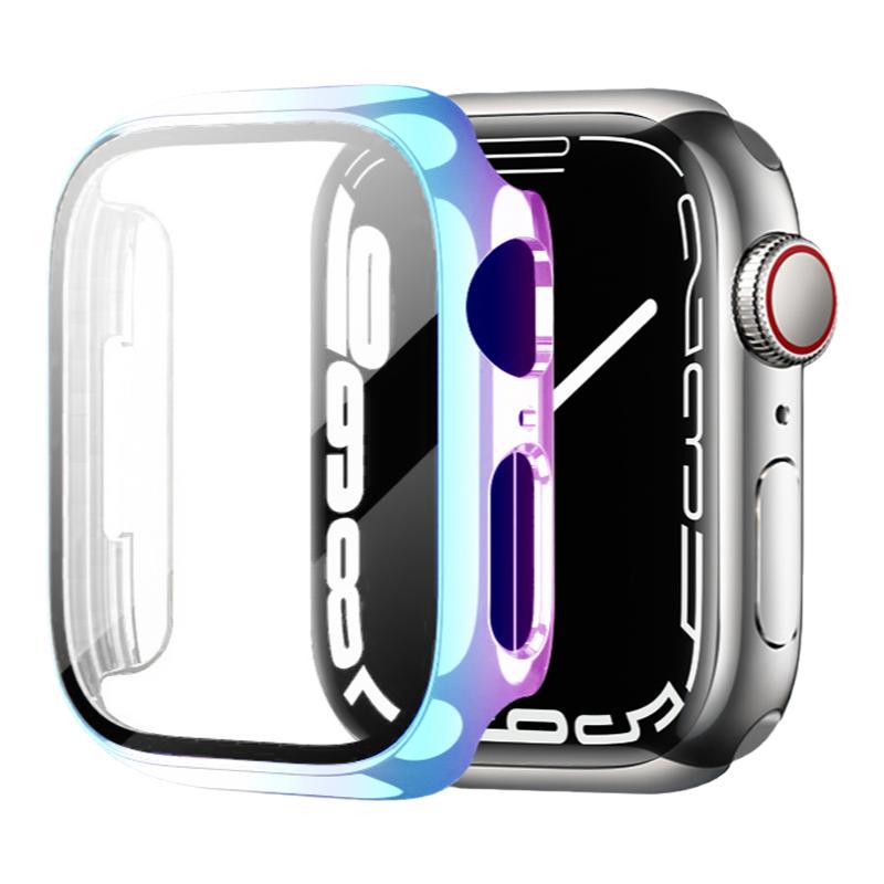 适用苹果手表iwatch7/8保护套硅胶apple watch6全包se膜s6手表带4/5代保护壳40/41/45膜一体s7防水薄表壳透明