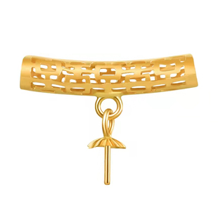 18k金珍珠吊坠空托配件长款镂空镶锆石珍珠吊坠项链托diy项坠配件