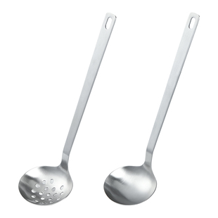 霜山304不锈钢汤勺火锅漏勺隔油勺家用长柄捞勺大号加深盛汤勺子