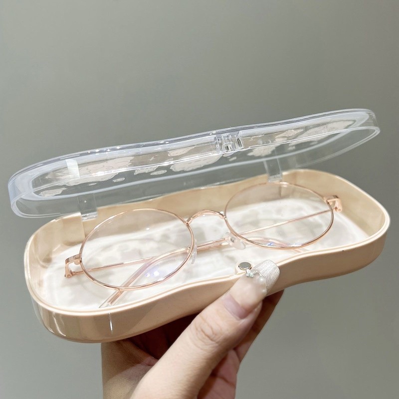 大号眼镜盒卡通磁吸ins风蜡笔小新高颜值学生透明近视眼睛收纳盒