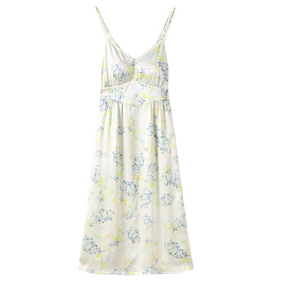 美标桑蚕丝真丝夏度假风吊带长裙