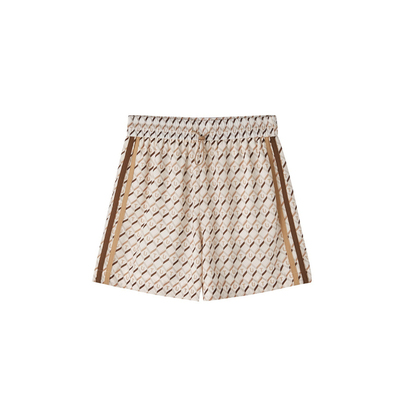 U/TI撞色复古满版印花短裤女时尚百搭阔腿休闲裤尤缇2023夏季新款