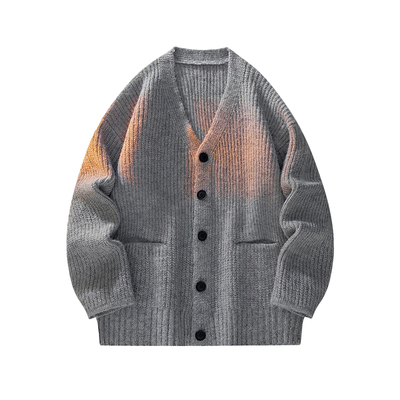 WASSUPHAPPY灰色毛衣开衫外套男