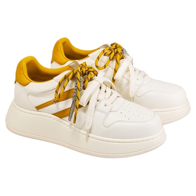 fed厚底板鞋秋季新款女鞋真皮小白鞋增高休闲鞋女款S0823-YAB578