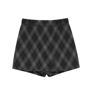 MULVAN 迷雾航线 复古格纹a字半身短裙女防走光显瘦气质包臀裙裤