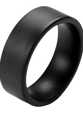 食指戒指女小众设计情侣对戒时尚个性素圈宽面陶瓷男士尾戒日式潮