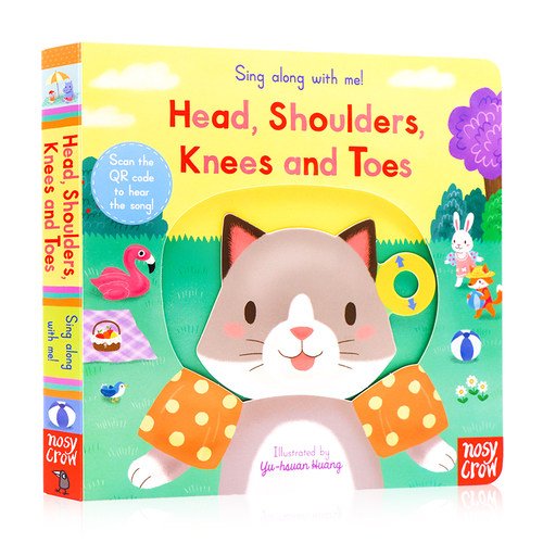 现货 Sing Along with Me Head Shoulders Knees and Toes 身体部位歌 英文原版绘本欧美经典童谣机关操作书 早教纸板书