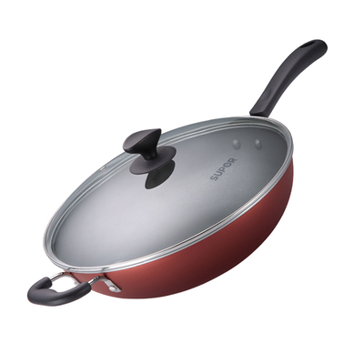 苏泊尔炒锅不粘锅少油烟32 34CM煎锅煎炒两用带盖电磁炉通用