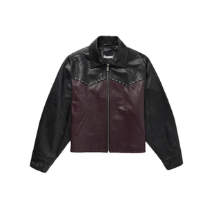 ERD忧郁的富二代拼色铆钉美式休闲皮衣男女短宽夹克重磅潮牌外套