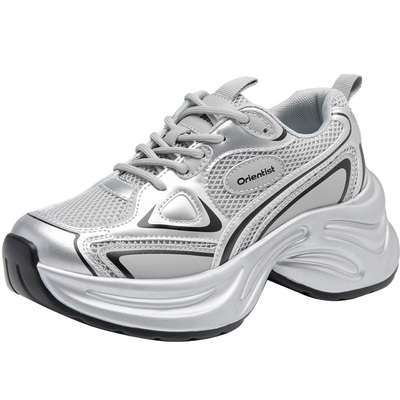 大东老爹鞋百搭平底高跟增高系带