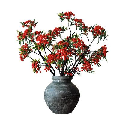 发财果带叶冬青果仿真花摆件