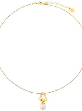 镂空葫芦大珍珠吊坠项链女轻奢k金色设计时尚气质秋冬毛衣锁骨链