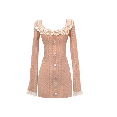 五米蕾丝!!厚实重工毛衣裙