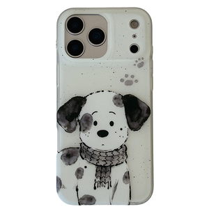 独壳 韩系ins个性涂鸦斑点狗挂饰适用苹果17promax手机壳磨砂双层iPhone16新款15防摔14pro女款13手机套硬壳