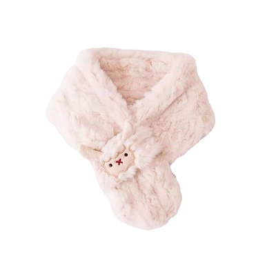 小众短款交叉保暖围巾女生冬季