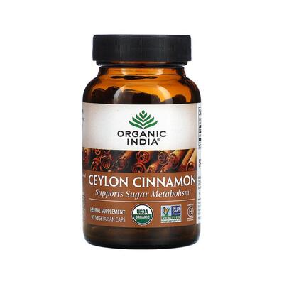 香港直发Organic India锡兰肉桂素食胶囊维持血糖健康有机90粒
