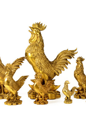 铜公鸡摆件纯铜金鸡报晓十二生肖招财鸡家居客厅装饰工艺品摆件