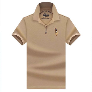 啄木鸟2026年夏季男士短袖t恤宽松刺绣翻领POLO衫休闲半袖体恤男