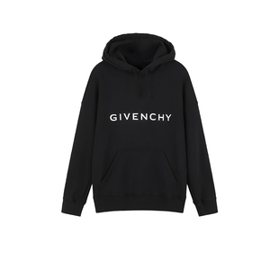 【自营】Givenchy/纪梵希男款黑色胸前字母徽标印花棉质连帽卫衣