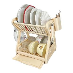 多功能厨房置物架免打孔刀具碗碟筷子收纳架子台面分层沥水架小型