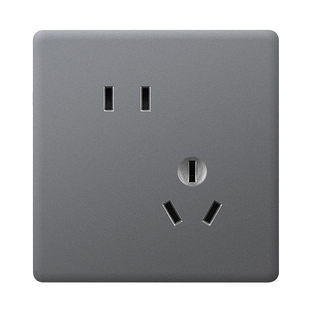 开关插座面板86型家用斜五孔插座带开关暗装一开双控超薄灰色面板