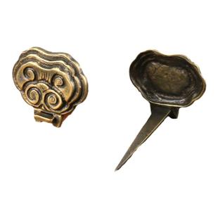 新中式纯铜匾托黄铜挂钩仿古牌匾字钉云托框底托匾额挂钩装饰配件