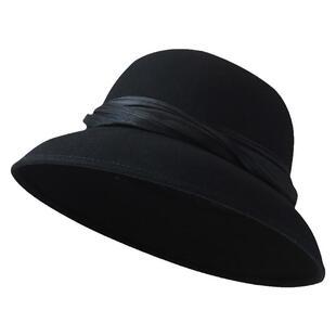 轻奢真丝麻赫本风羊毛礼帽圆顶毛呢钟形盆帽法式优雅复古渔夫帽女