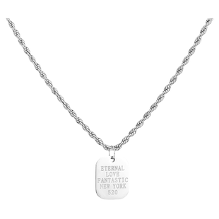 项链男款小众吊牌痞帅高级感男生男士简约钛钢嘻哈风狗牌字母配饰