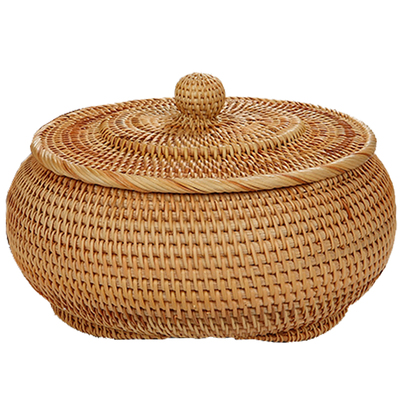 手编藤收纳盒散茶罐茶几茶盒中式