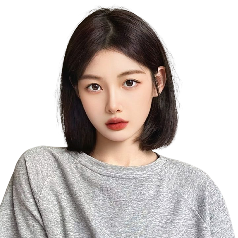 时尚真人发丝中分波波假发女短发