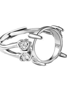 四爪女款铜戒指空托爱心圆形戒托