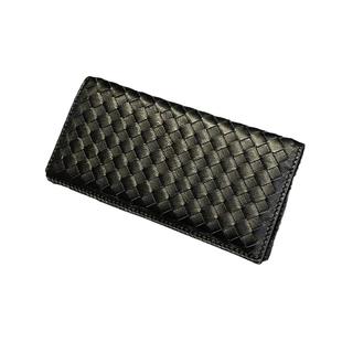 高级感羊皮手工编织长款折叠小钱包男女通用超薄款16卡位大钞钱夹