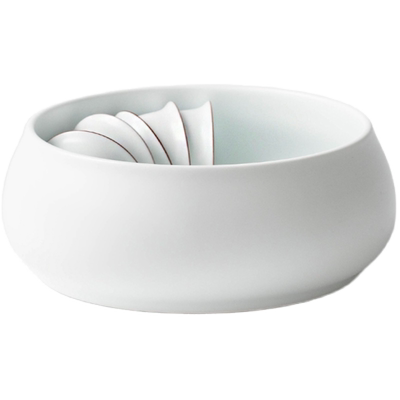 叁旬脂白陶瓷茶洗大号茶渣缸水洗