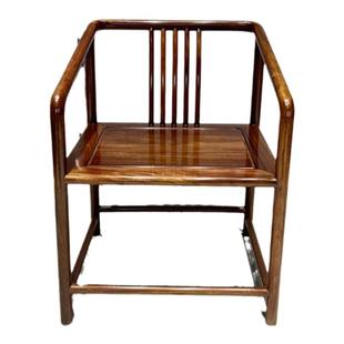 全实木奥坎圈椅官帽椅禅椅新中式茶椅休闲椅红木巴花主人椅原木椅