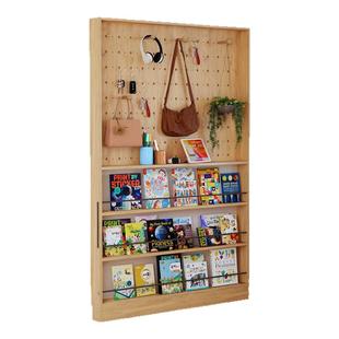 门后超薄洞洞板置物架实木窄缝学生收纳架书架多层墙上壁挂零食架