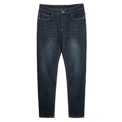 才子加绒黑色牛仔裤男2025冬季新款修身水洗弹力加厚保暖休闲裤子