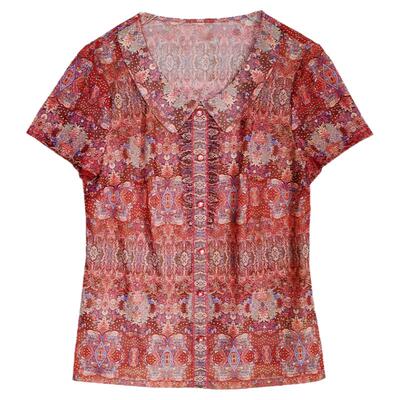 速干妈妈短袖网纱弹力T恤夏女装