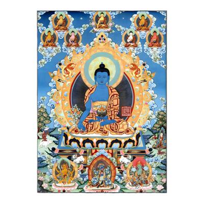 释迦牟尼佛唐卡佛像佛堂挂画客厅玄关家居装饰画药师佛供奉墙壁画