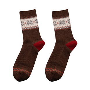 高级感超好看的袜子秋冬配鲨鱼裤中筒保暖睡觉居家费尔岛羊毛女袜